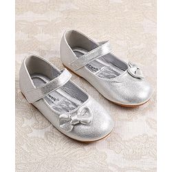 Cute Walk by Babyhug Ballerina with Velcro Closer & Bow Applique - Silver