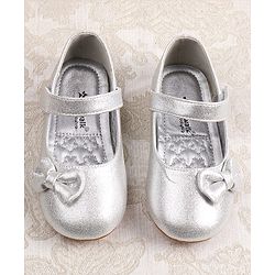 Cute Walk by Babyhug Ballerina with Velcro Closer & Bow Applique - Silver