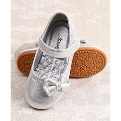 Cute Walk by Babyhug Ballerina with Velcro Closer & Bow Applique - Silver