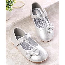 Cute Walk by Babyhug Ballerina with Velcro Closer & Bow Applique - Silver