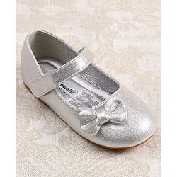 Cute Walk by Babyhug Ballerina with Velcro Closer & Bow Applique - Silver