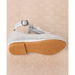 Cute Walk by Babyhug Clip Closure Ballerina with Floral Applique  - Silver