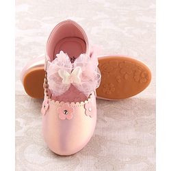 Cute Walk by Babyhug Velcro Closure Ballerina with Butterfly & Floral Applique - Pink