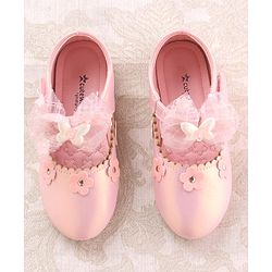 Cute Walk by Babyhug Velcro Closure Ballerina with Butterfly & Floral Applique - Pink