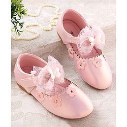 Cute Walk by Babyhug Velcro Closure Ballerina with Butterfly & Floral Applique - Pink