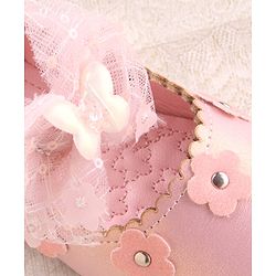 Cute Walk by Babyhug Velcro Closure Ballerina with Butterfly & Floral Applique - Pink