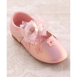 Cute Walk by Babyhug Velcro Closure Ballerina with Butterfly & Floral Applique - Pink