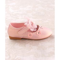 Cute Walk by Babyhug Velcro Closure Ballerina with Butterfly & Floral Applique - Pink