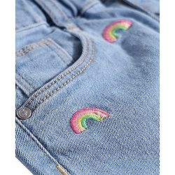 Babyhug Mid Thigh Denim Shorts With Stretch & Rainbow Embroidery - Light Blue