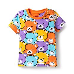 Babyhug Cotton Knit Half Sleeves Co-ords Shorts Night Suit with Bear Print - Orange