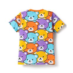 Babyhug Cotton Knit Half Sleeves Co-ords Shorts Night Suit with Bear Print - Orange