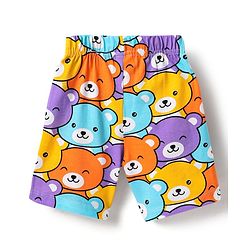 Babyhug Cotton Knit Half Sleeves Co-ords Shorts Night Suit with Bear Print - Orange