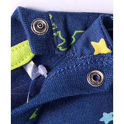 Babyhug Cotton Knit Full Sleeves Co-ords Night Suit with Dino Print - Navy Blue