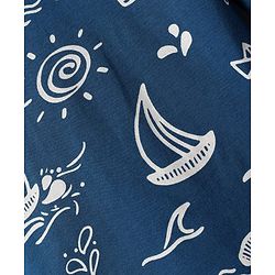 Babyhug Cotton Knit Full Sleeves Co-ords Night Suit with Nautical Theme Print - Navy Blue