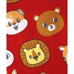 Babyhug Cotton Knit Half Sleeves Co- Ord Night Suit with Animal Print - Rust Orange