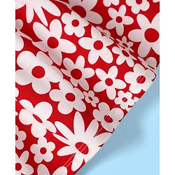 Babyhug Single Jersey Knit Half Sleeves Frock & Bloomers With Floral Print - Red