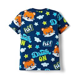 Babyhug Cotton Knit Half Sleeves Co-ords Shorts Night Suit with Cub Print - Navy Blue