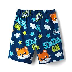 Babyhug Cotton Knit Half Sleeves Co-ords Shorts Night Suit with Cub Print - Navy Blue
