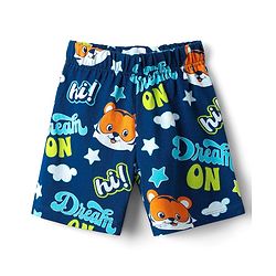 Babyhug Cotton Knit Half Sleeves Co-ords Shorts Night Suit with Cub Print - Navy Blue