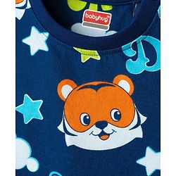 Babyhug Cotton Knit Half Sleeves Co-ords Shorts Night Suit with Cub Print - Navy Blue