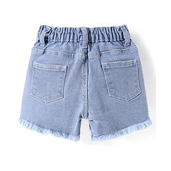 Babyhug Mid Thigh Length Denim Shorts with Floral Embroidery - Navy Blue