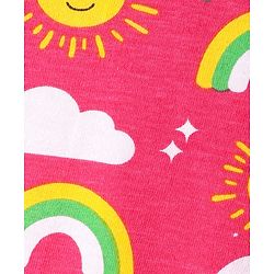 Babyhug Cotton Knit Full Sleeves Co-ords Night Suit with Rainbow Print - Dark Pink