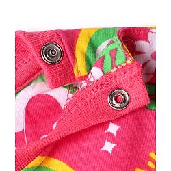 Babyhug Cotton Knit Full Sleeves Co-ords Night Suit with Rainbow Print - Dark Pink