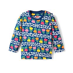 Babyhug Cotton Knit Full Sleeves Co-ord Night Suit With Floral Print - Navy Blue