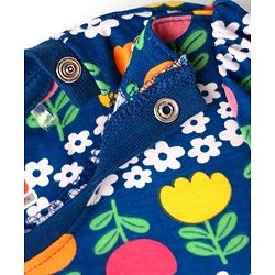 Babyhug Cotton Knit Full Sleeves Co-ord Night Suit With Floral Print - Navy Blue
