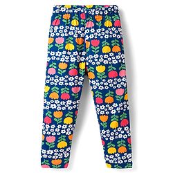 Babyhug Cotton Knit Full Sleeves Co-ord Night Suit With Floral Print - Navy Blue