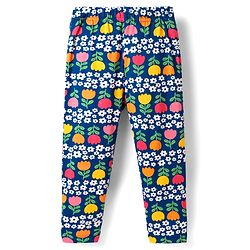 Babyhug Cotton Knit Full Sleeves Co-ord Night Suit With Floral Print - Navy Blue