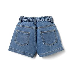 Babyhug Mid Thigh Denim Shorts with Floral Applique - Light Blue
