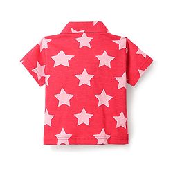 Babyhug Cotton Knit Half Sleeves Shorts Co-Ord Night Suit With Star Print - Red