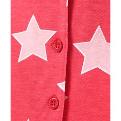 Babyhug Cotton Knit Half Sleeves Shorts Co-Ord Night Suit With Star Print - Red