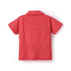 Babyhug Cotton Knit Half Sleeves Shorts Co-Ord Night Suit With Polka Dot Print - Red