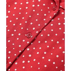 Babyhug Cotton Knit Half Sleeves Shorts Co-Ord Night Suit With Polka Dot Print - Red