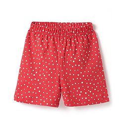 Babyhug Cotton Knit Half Sleeves Shorts Co-Ord Night Suit With Polka Dot Print - Red
