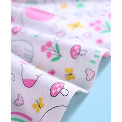 Babyhug Single Jersey Knit Sleeveless Floral & Animal Printed Frock With Bow Applique & Bloomer - White