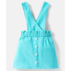 Babyhug Cotton Woven Frock & Full Peasant Sleeves Inner Tee with Floral Print - White & Aqua Blue