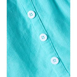 Babyhug Cotton Woven Frock & Full Peasant Sleeves Inner Tee with Floral Print - White & Aqua Blue