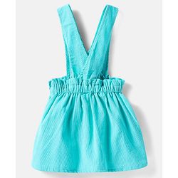 Babyhug Cotton Woven Frock & Full Peasant Sleeves Inner Tee with Floral Print - White & Aqua Blue