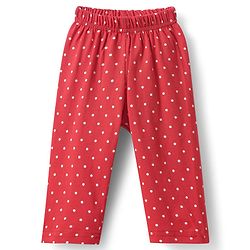 Babyhug Cotton Knit Half Sleeves Co-ords Front Open Night Suit with Polka Dots Print - Red
