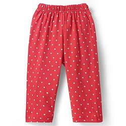 Babyhug Cotton Knit Half Sleeves Co-ords Front Open Night Suit with Polka Dots Print - Red