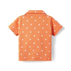 Babyhug Cotton Knit Half Sleeves Co-ords Front Open Night Suit with Polka Dots Print - Orange