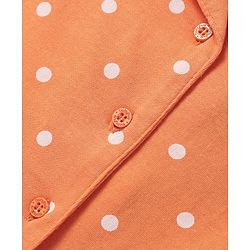 Babyhug Cotton Knit Half Sleeves Co-ords Front Open Night Suit with Polka Dots Print - Orange