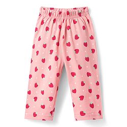 Babyhug Cotton Knit Half Sleeves Co-ords Front Open Night Suit with Polka Dots & Strawberry Print - Pink