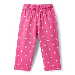 Babyhug Cotton Knit Half Sleeves Co-ords Front Open Night Suit with Polka Dots Print - Dark Pink