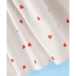 Babyhug Cotton Woven Hearts Printed Frock with Half Sleeves Inner Tee - White & Orange