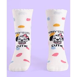 Cute Walk By Babyhug Non Terry Knit Anti Bacterial Socks With Dalmatians Graphics Pack Of 3 - White Light Blue & Light Green