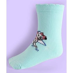 Cute Walk By Babyhug Non Terry Knit Anti Bacterial Socks With Dalmatians Graphics Pack Of 3 - White Light Blue & Light Green